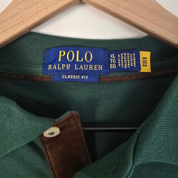 Polo Ralph Lauren Men’s Green Long Sleeve Polo Shirt Size XL Classic Logo - Picture 3 of 3